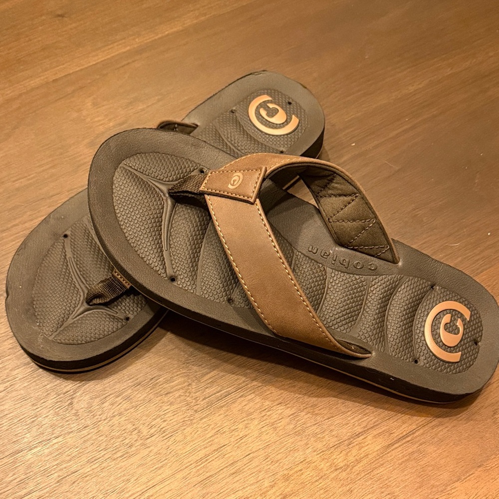 Cobian Men's Dual-Tone Brown and Tan Flip-Flops
